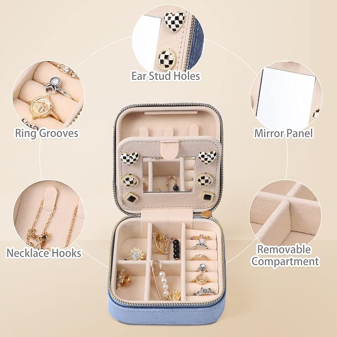 Dajasan Velvet Travel Jewelry Box, Mini Travel Jewelry Case, Small Portable - Image 4