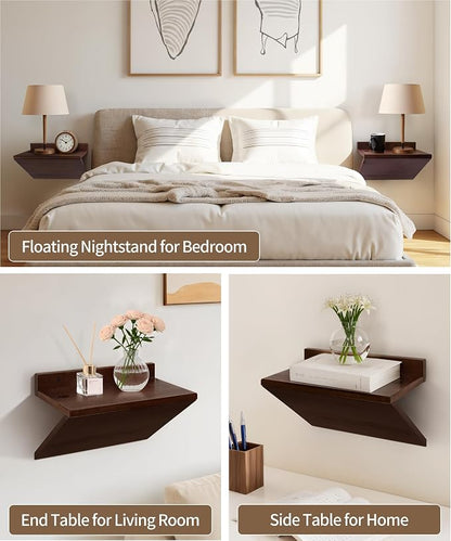 Modern Floating Nightstand Wooden Hanging Bedside Table - Image 4