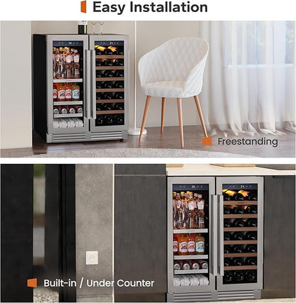 Ca'Lefort 30 Inch Wine and Beverage Refrigerator, 80 Can and 33 Bottle French - Image 7