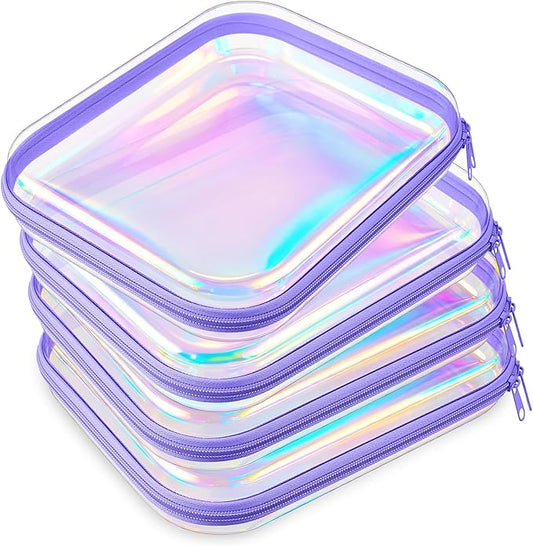 Hoolerry 4 Pcs Hard Clear Zipper Case Makeup Bags Plastic Pencil Pouch by Hoolerry