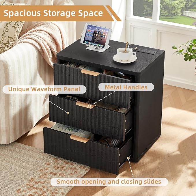 LEYAOYAO 23" Wide Fluted Night Stand - Image 6