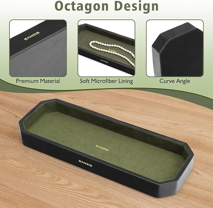 SANZIE Leather Tray Organizer Small Trays Decorative Tray Desktop Storage - Image 4