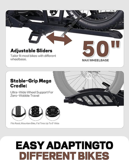 Young 250LBS. Capacity Foldable Aluminum 3-Ebike Rack - Image 6
