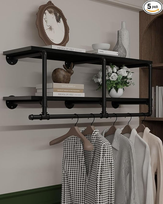 Wall Mounted Clothes Rack 12 Inch Deep, 42in Heavy Duty Garment Rack by INDUSTRIALSHELVESDESIGN