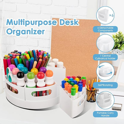Art Supplies Organizer, Extra Large 360° Rotating Desk Organizer - Image 6