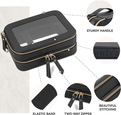 Prite Clear Makeup Bags Double Layer Cosmetic Bags - Image 4