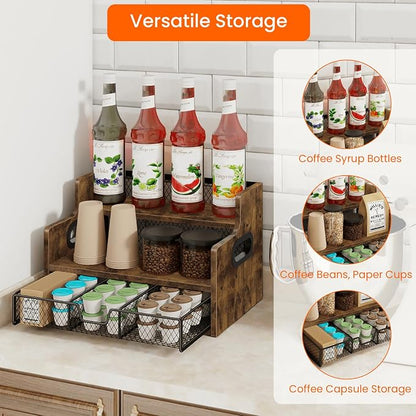 Homode Coffee Syrup Rack Organizer, 3-Tier 8 Bottles Syrup Holder Stand - Image 4