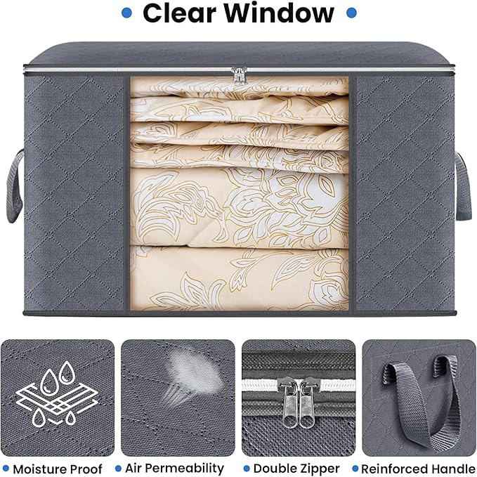 Large Clothes Storage Bags 8 Pack, Foldable Closet Organizers - Image 3