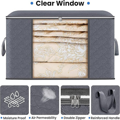 Large Clothes Storage Bags 6 Pack, Foldable Closet Organizers - Image 3