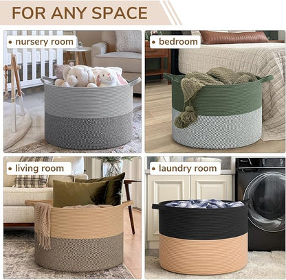 INDRESSME 115L Extra Large Cotton Rope Blanket Basket - Image 4