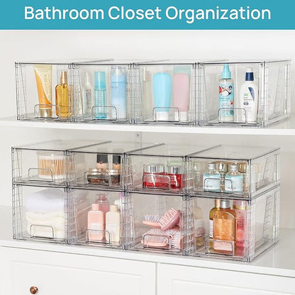 Vtopmart 4 Pack Large Stackable Storage Drawers, Easily Assemble Acrylic - Image 5