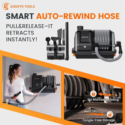 Giraffe Tools Grandstorm Retractable Vacuum Cleaner Wall-Mounted, Shop Wet Dry - Image 4