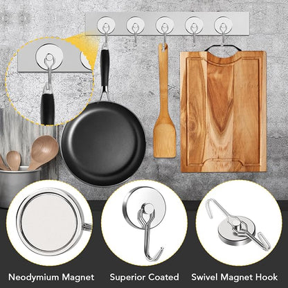 MIKEDE Magnetic Hooks Heavy Duty, 120LB Swivel Swing Strong Magnetic Hooks - Image 6