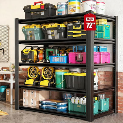 72" H Garage Shelving, Metal Storage Shelves, Adjustable 5 Tier Storage Rack by Unknown