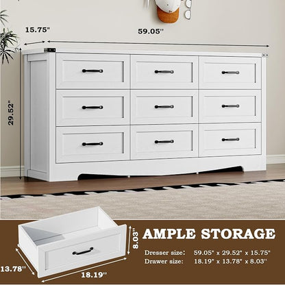 9-Drawer Dresser for Bedroom, Modern Wooden Chest of Drawers - Image 2