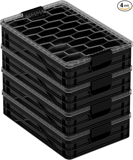 SIDIO Quarter Crate 4 Pack of Stackable Storage Bins by Sidio
