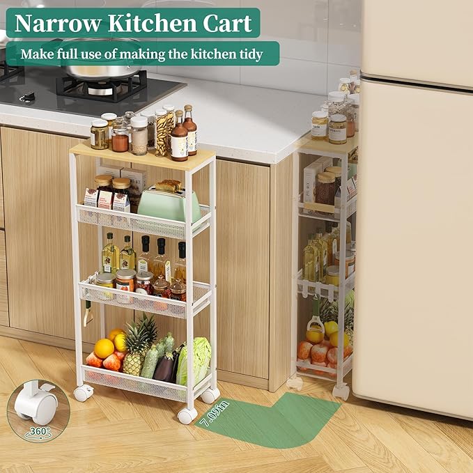 TIPGO Utility Slim Storage Cart, 4 Tier Rolling Cart - Image 4