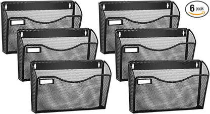 samstar 6 Pack Mesh Wall Mounted File Holder Metal Wall File Pocket Mail by Samstar