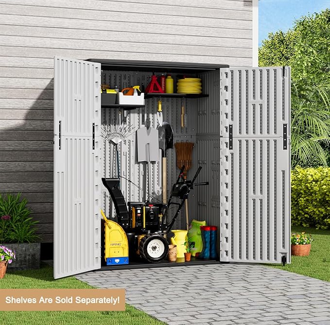 KINYING Outdoor Vertical Storage Shed, 57 Cu.ft Outdoor Storage Cabinet - Image 4