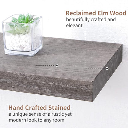 Axeman Rustic Elm Wood Floating Shelves - Image 4
