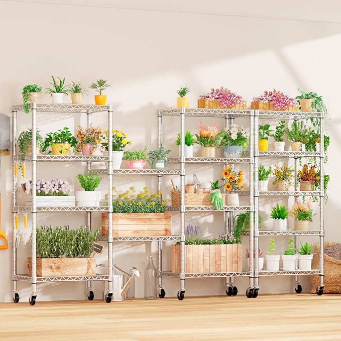 PrimeZone 75" H Wire Shelving 5 Tier Slim Steel Storage Metal Shelves - Image 8