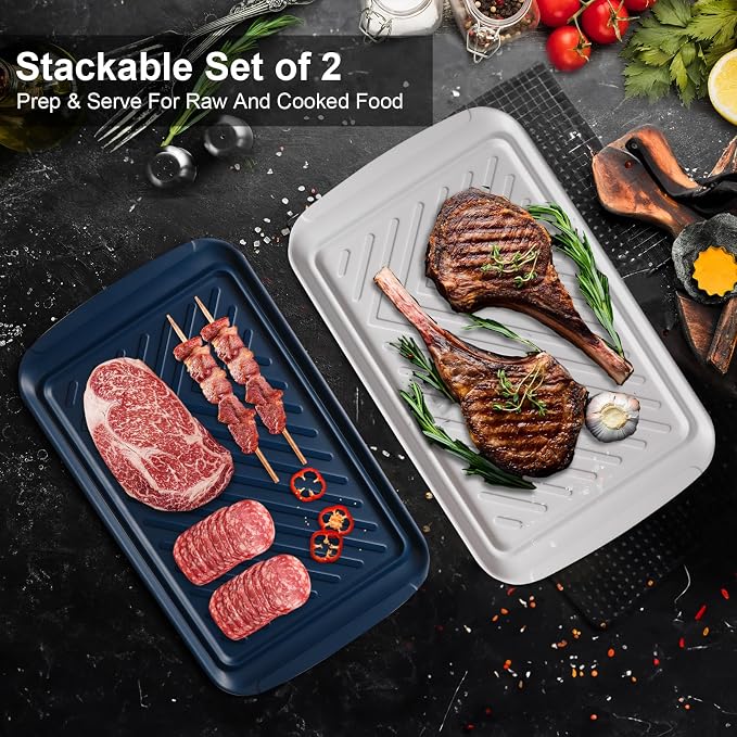 LEHAHA Grilling Prep and Serve Trays, Melamine BBQ Tray - Image 5