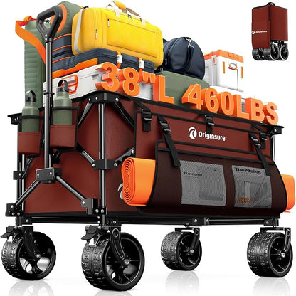 220L Collapsible Wagon Cart Foldable, 460lbs Load Capacity Heavy Duty Folding by Unknown
