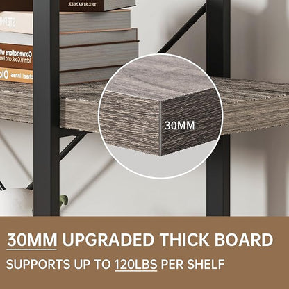 Heavy Duty 4-Tier Industrial Bookcase, 120lbs Shelf Capacity, Rustic Shelving - Image 4