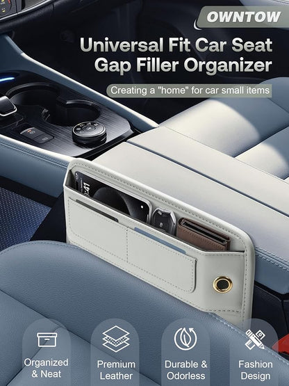 Premium Leather Car Seat Gap Filler Organizer, Universal Fit Interior Accessory - Image 2