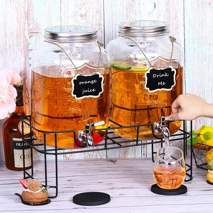 TURSTIN 2 Pcs 2 Gallon Glass Beverage Drink Dispenser - Image 5