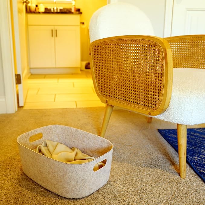 Welaxy Large Storage Basket Felt Open Desk Organize bin Shelf baskets - Image 2