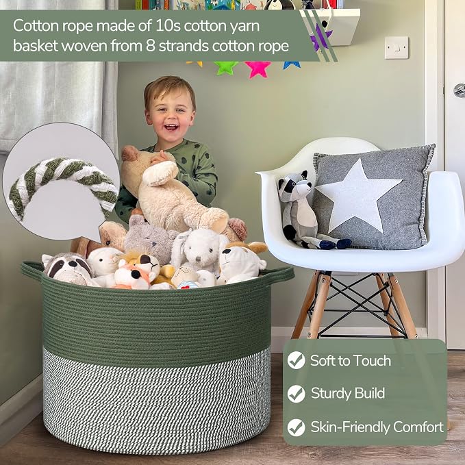 INDRESSME 115L Extra Large Cotton Rope Blanket Basket, Home Decor Laundry - Image 3