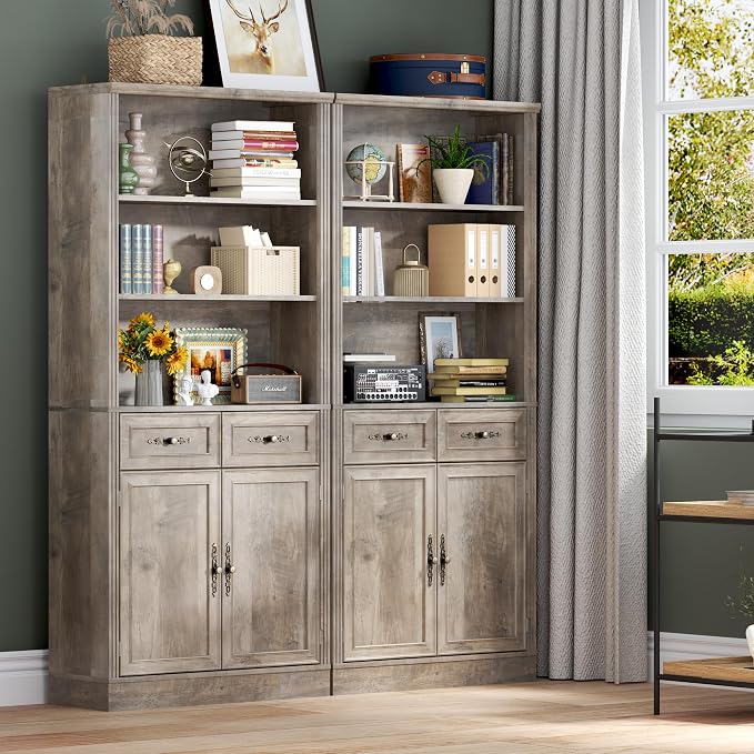 71.4" Tall Bookshelf with Drawers & Cabinet, 5-Tier Floor Standing Bookcase - Image 8