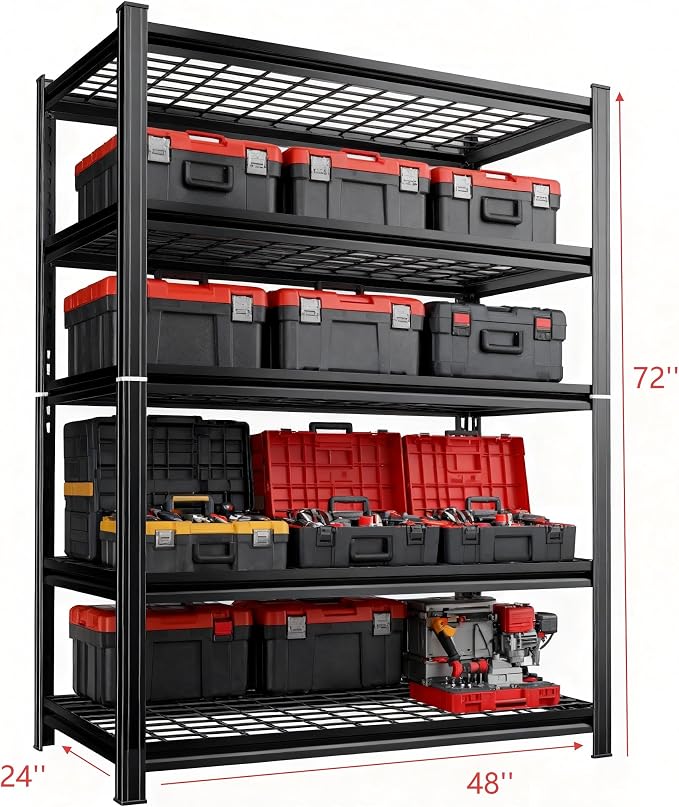 47''W Wire Garage Metal Shelving, 3000 Lbs Heavy-Duty Garage Storage Shelves - Image 3
