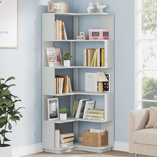 Tribesigns 6-Tier Corner Bookshelf, 64.96 Inch Tall Bookcase by Tribesigns