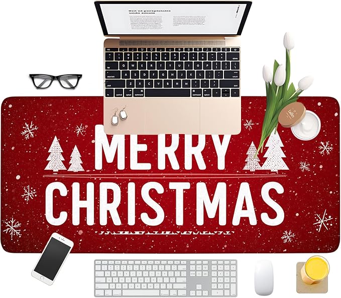 Merry Christmas Gaming Mouse Pad 35.4"x15.7"Desk Mat Anti-Slip Rubber Base & - Image 8