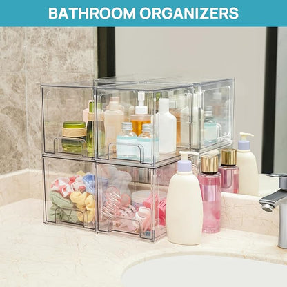 Vtopmart 6 pack Stackable Storage Drawers, 6.6''Tall Acrylic Bathroom Makeup - Image 5
