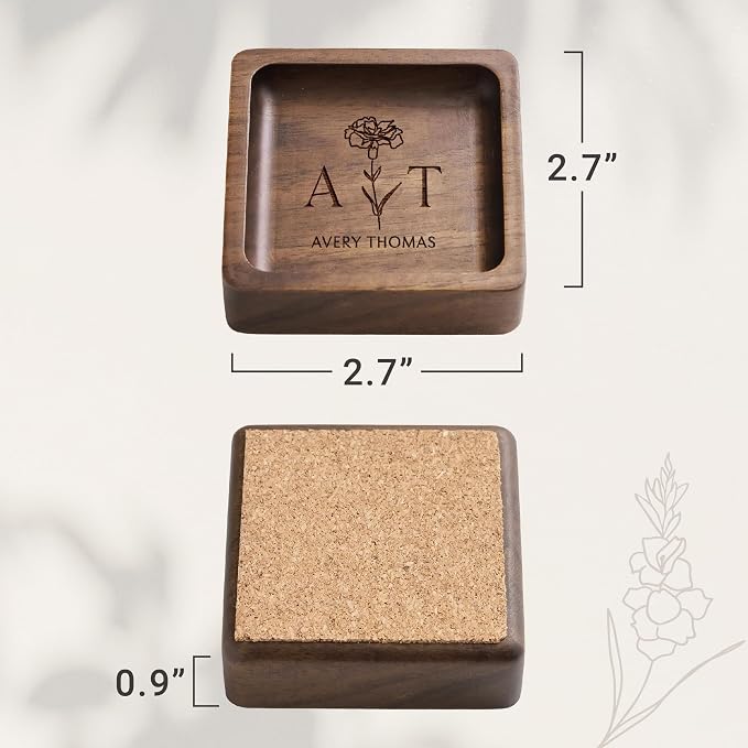 Walnut Wood Ring Holder, Engraved Jewelry Dish and Storage Tray, Personalized - Image 3