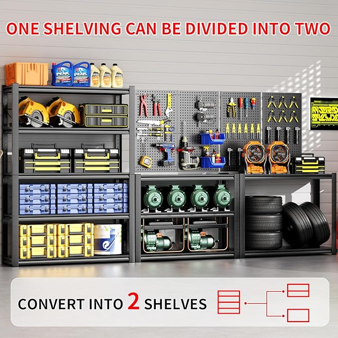 2800LBS Heavy Duty Garage Shelving, 47.2"W Adjustable Garage Storage Shelves - Image 5