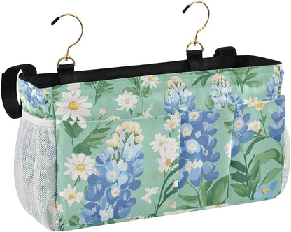 Mint Green Bluebonnet and Daisies Bedside Caddy - Image 2