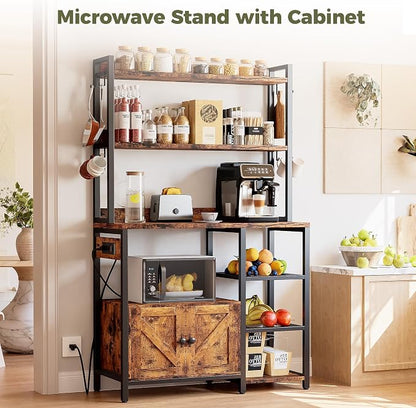 IRONCK Bakers Rack with Cabinet, Kitchen Bakers Rack with Power Outlets - Image 3