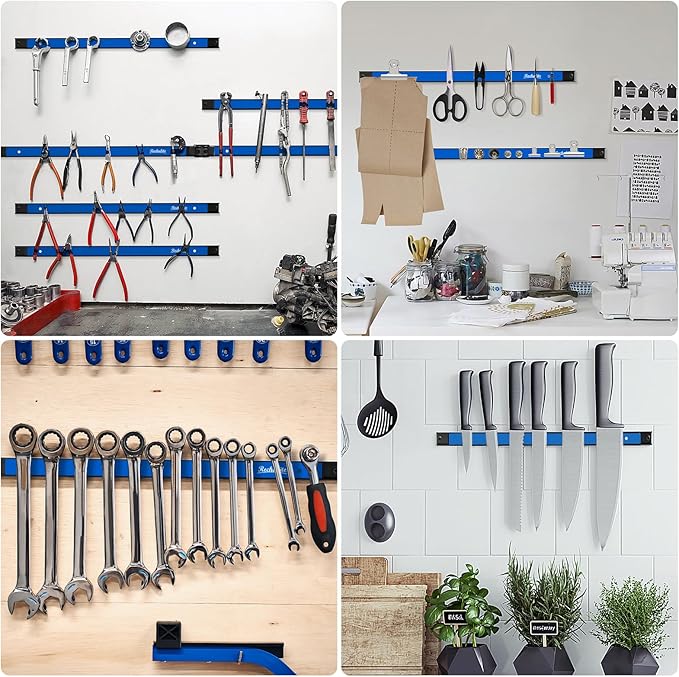 4 Pieces 18" Magnetic Tool Holder Strip, Metal Tool Organizer Rack - Image 6