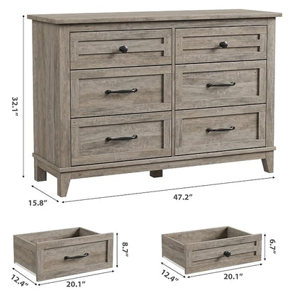 GarveeHome 6 Dresser for Bedroom, 47 in Wide Drawer Dresser - Image 2