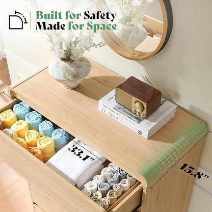 AMERLIFE 5 Drawer Dresser for Bedroom, Anti-Tip Kit, Wood Cabinet Organizer for - Image 4
