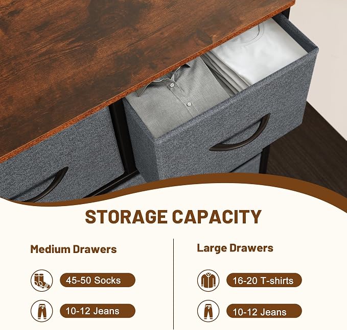 Dresser for Bedroom with 9 Drawers, Chest of Drawers, Storage Drawers Organizer - Image 8