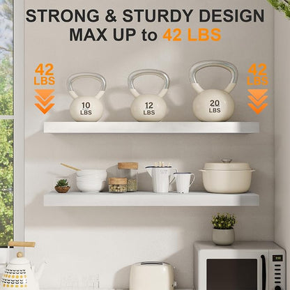 Fun Memories 40 Inch Floating Shelves Set of 2, 8 Inch Deep Wall Shelf - Image 5