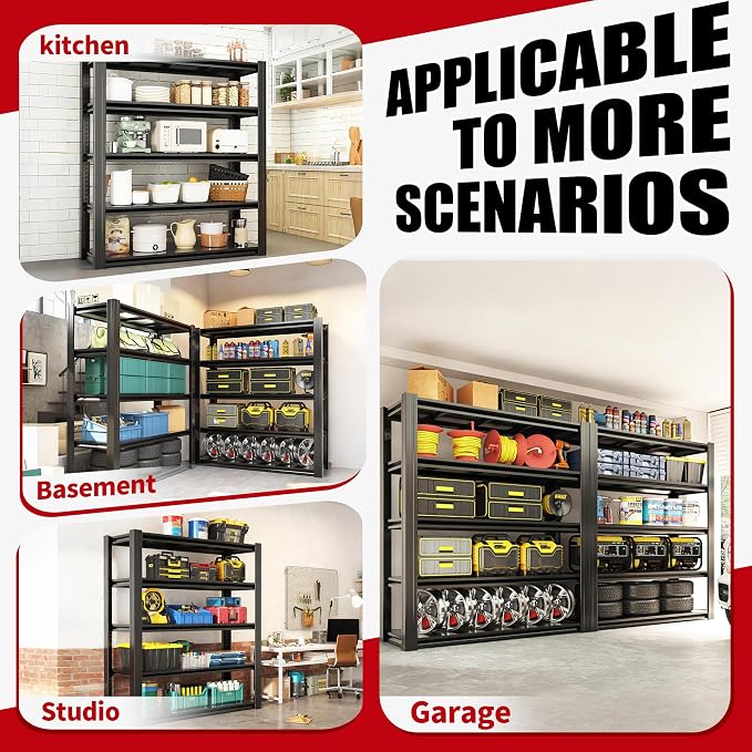 78" H Garage Shelving, Metal Storage Shelves, 3000LBS Heavy Duty Shelving - Image 6