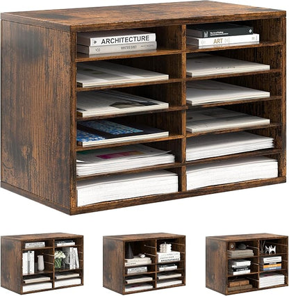 Literature Organizer 12 Slots Wooden Mailboxes by AlpeirDirect