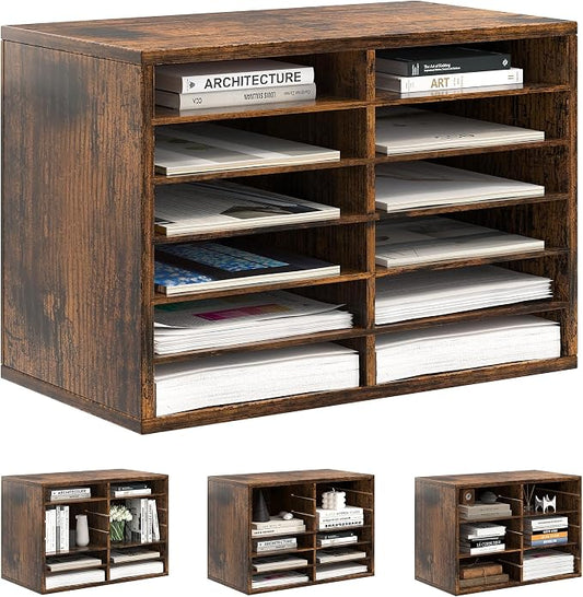 Literature Organizer 12 Slots Wooden Mailboxes by AlpeirDirect