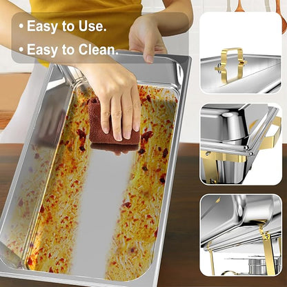Chafing Dishes for Buffet 4 Pack, 11QT Stainless Steel Food Warmers for Parties - Image 6